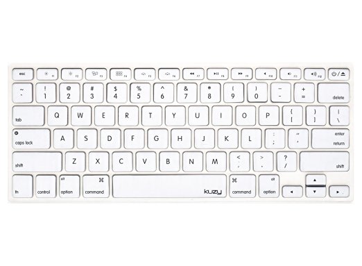 Kuzy - WHITE Keyboard Cover Silicone Skin for MacBook Pro 13" 15" 17" (with or w/out Retina Display) iMac and MacBook Air 13" - White
