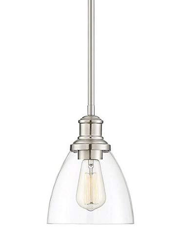 Trade Winds Lighting TW70052BN Adjustable Hanging Clear Glass Contemporary Ceiling Pendant, 60 Watts, in Brushed Nickel