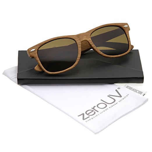 zeroUV - Classic Modern Wood Print Square Horn Rimmed Sunglasses 52mm