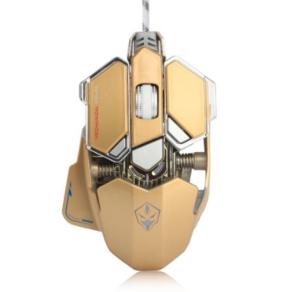Gaming mice,YCCTEAM 4000 DPI 10 Buttons LED Optical USB Wired Mechanical Game Mice Support Macro Programming -Champion Gold