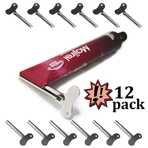 ZOCONE 12 Pack Toothpaste Tube Squeezers Stainless Steel Toothpaste Dispenser Metal Tube Squeezer Rolling Key for Bathroom Hair Dye Cosmetic