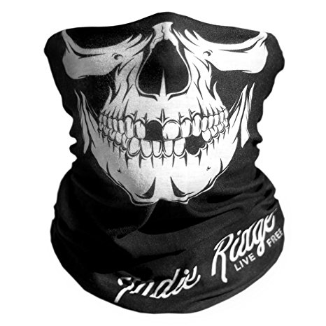 Skull Outdoor Face Mask By IndieRidge - Microfiber Polyester Multifunctional Seamless Headwear Ski Motorcycle Snowboard Cycling Hiking