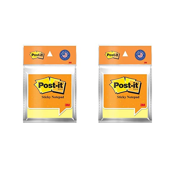 3M Post-it Sticky Notes (3" X 3") - Pack of 2 (2x100 Sheets, Canary Yellow)