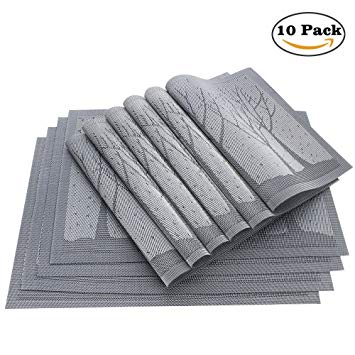 MIZOO Placemats, 10 Pack PVC Place Mat Stain-Resistant Heat Insulation Mats