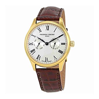 Frederique Constant Mens Classic Yellow Gold Leather Strap Watch FC259WR5B5