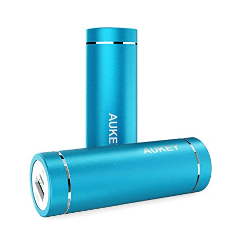 AUKEY 5000mAh Portable Charger, Compact Size Power Bank with 5V/2A Output External Battery for iPhone iPad Samsung Google and More - Blue