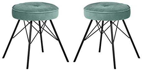 Rivet Stevie Mid-Century Modern Bar Stool, 30"H, Pack of 2, Blue