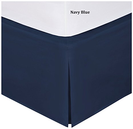 Fancy Collection Queen Size Easy Care Tailored Microfiber 14-inch Bed Skirt Solid Navy Blue