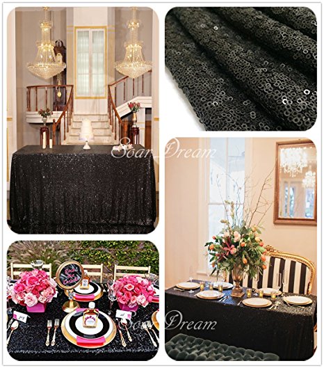 SoarDream Sequin Tablecloth Black 50"x80" Sparkly Sequin Tablecloth sequined tablecloth sequin tablecloth rectangle