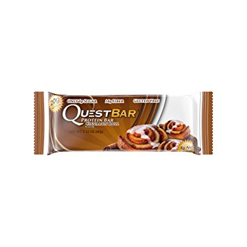 Quest Nutrition Protein Bar, Cinnamon Roll, 20g Protein, 4g Net Carbs, 180 Cals, High Protein Bars, Low Carb Bars, Gluten Free, Soy Free, 2.1 oz Bar, 12 Count
