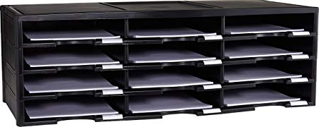 Storex Modular 12-Compartment Literature Organizer, Black