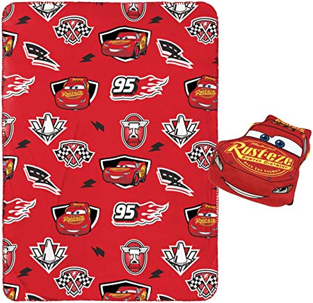 Jay Franco Disney Pixar Cars Plush Pillow and 40" Inch x 50" Inch Throw Blanket - Kids Super Soft 2 Piece Nogginz Set (Official Disney Pixar Product)