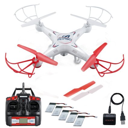 AKASO X5C Quadcopter 2.4GHz 4 CH 6 Axis Gyro RC Drone HD Camera Bundle with Battery and Charger