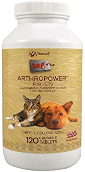 Vitacost - Tag ArthroPower(TM) For Pets with Glucosamine, Chondroitin and MSM Bacon -- 1500 Miligram Complex - 120 Chewable Tablets
