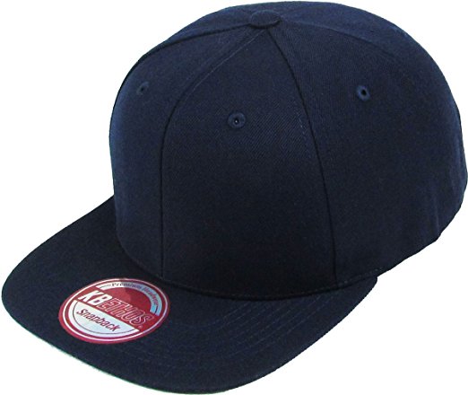 Classic Snapback Hat Blank Cap - Cotton & Wool Blend Flat Visor