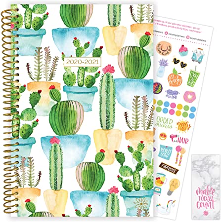 bloom daily planners 2020-2021 Academic Year Day Planner & Calendar (July 2020 - July 2021) - 6” x 8.25” - Weekly/Monthly Agenda Organizer with Stickers and Bookmark - White Cacti