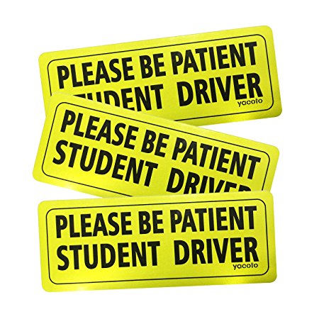 Set of 3 "Please Be Patient Student Driver" Safety Sign Vehicle Bumper Magnet - Reflective Vehicle Car Sign Sticker Bumper for New Drivers