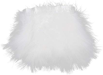 AWAYTR Turkey Marabou Hackle Fluffy Feather Fringe Trim Craft 6-8 inches Width Pack of 2 Yards(White)