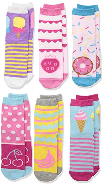 Jefferies Socks Girls' Little Sweat Treats Ice Cream/Donuts Fashion Crew Socks 6 Pair Pack