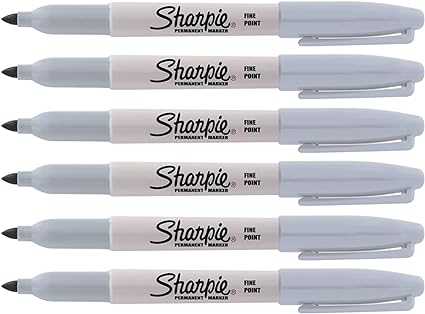 Sharpie Fine Point Permanent Marker, Celestial Gray, 6 Pack