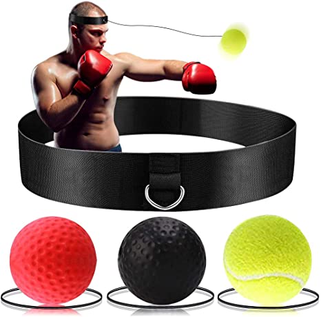 Wesho Boxing Reflex Ball Boxing Training Ball 3 Difficulty Level Boxing Ball with Headband, Suit for Reaction, Agility, Punching Speed, Fight Skill and Hand Eye Coordination Training
