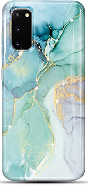 luolnh Galaxy S20 FE Case,Samsung Galaxy S20 FE Marble Case,Brilliant Cute Design Shockproof Flexible Soft Silicone Rubber TPU Bumper Cover Skin Phone Case for Samsung S20 FE -Abstract Mint