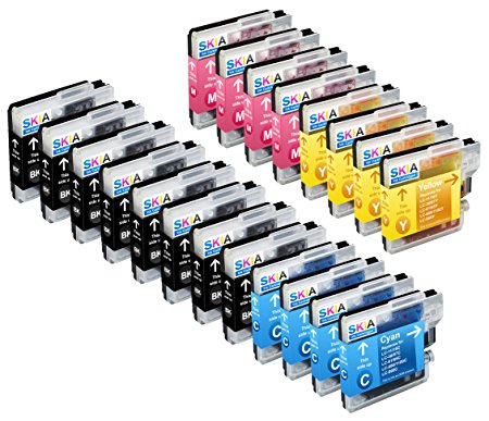 Skia Ink Cartridges ¨ 20 Pack Compatible with Brother LC61(LC61BK LC61C LC61M LC61Y) for MFC-J410W, MFC-795CW, MFC-255CW, MFC-J270W, MFC-J415W, MFC-5895CW, MFC-250C, MFC-5490CN, MFC-790CW, MFC-990CW, DCP-J125