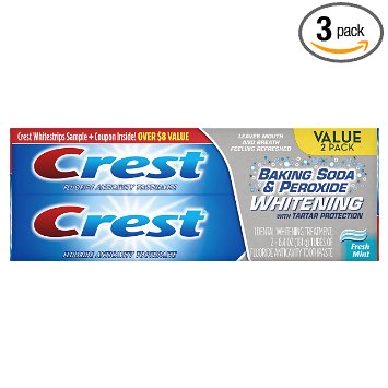 Crest Baking Soda & Peroxide Whitening w/Tartar Protection Fresh Mint Toothpaste, 6.4oz (181g), 2count (Pack of 3)