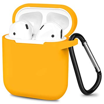 Upgraded 2019 AirPods Case, ATUAT Full Protective Silicone Cover Compatiable with AirPods 1/2-Orange