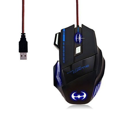 Gaming Mouse Gempion Highest 5500 DPI, 500 Hz Gaming Mice with 7 LED Optical Button Side Control 5 Respiring USB Wired for Pro Game Notebook PC Laptop Computer