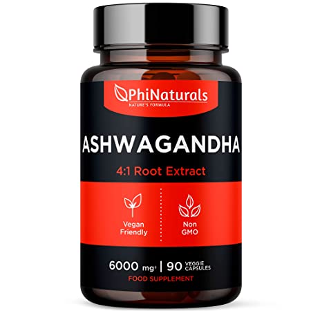 Phi Naturals Ashwagandha Organic Herbal Supplement 500mg 90 Capsules