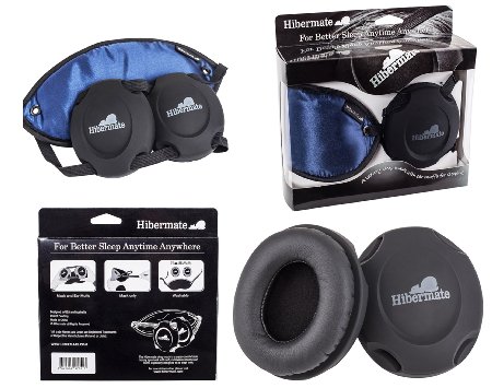 Hibermate Sleep Mask with Ear Muffs for Sleeping Soft and Luxurious Mask Satin Exterior Jersey Cotton Interior Removable Silicone Ear Muffs Reduce Noise By Approx 15-20db Nrr Dark Navy