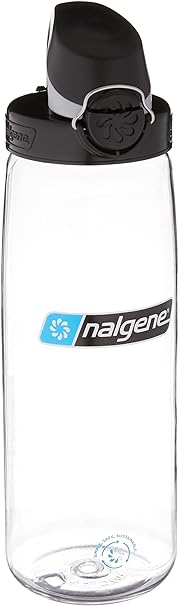 Nalgene Sustain Tritan BPA-Free On The Fly Water Bottle Made with Material Derived from 50% Plastic Waste, 24 OZ, Clear with Black
