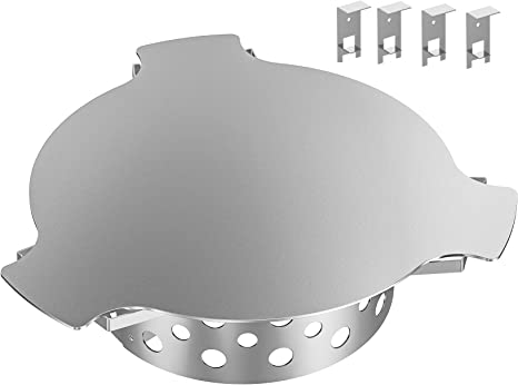 Skyflame Stainless Steel Charcoal Chamber& Heat Deflector, BBQ Smoking Gilling Kit for 22” Weber Kettle Grills Cooking - U.S. Design Patent, Turns Your Charcoal Grill Into a Smoker or Outdoor Oven