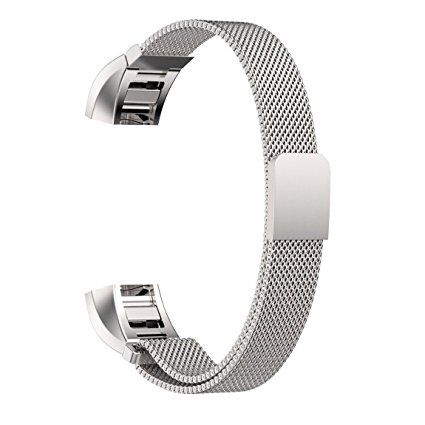 For Fitbit Alta HR and Alta Bands Maledan Stainless Steel Milanese Loop Metal Replacement Accessories Bracelet Strap with Unique Magnet Lock for Fitbit Alta HR and Alta