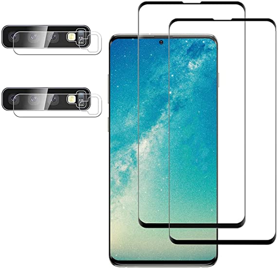 [2 2 Pack] Galaxy S10 Screen Protector, 9H Tempered Glass Include a Camera Lens Protector,Ultrasonic Fingerprint Compatible,HD Clear,3D Curved for Samsung S10 Glass Screen Protector