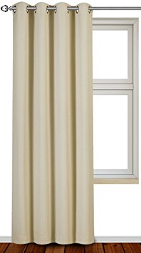Blackout Room Darkening Curtains Window Panel Drapes - Beige Color 1 Panel, 52 inch wide by 84 inch long each panel, 8 Grommets Rings per panel, 1 Tie Back included - by Utopia Bedding