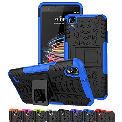 LG Tribute HD Case, LG X Style Case, LG Volt 3 Case, Ueokeird Hybrid Dual Layer Armor Protective Phone Case Cover with kickstand for LG X Style / Volt 3 / Tribute HD (blue)