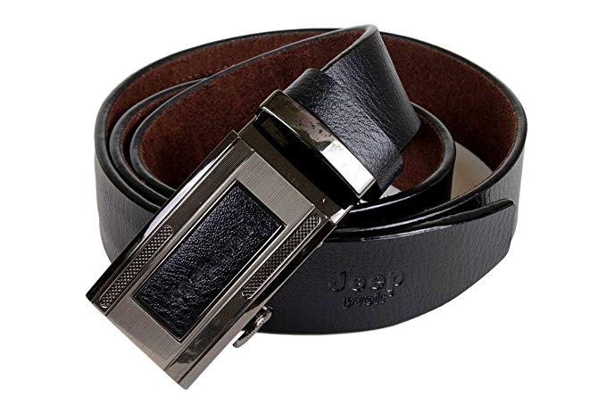 Mooniva Jeep Pvoir Sports Top Grain Leather Ratchet Belt with Matching Leather Buckle