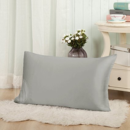 THXSILK 19mm Mulberry Silk Pillowcase for Hair and Skin Beauty with Envelope Closure Queen 20x30, Grey