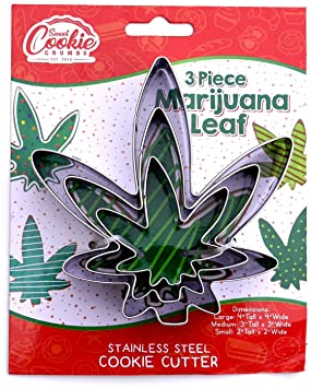 Marijuana Pot Leaf Brownie Cookie Cutter Mold Party Novelty Joint Bud Smoke Gift 3pc Set - Stainless Steel