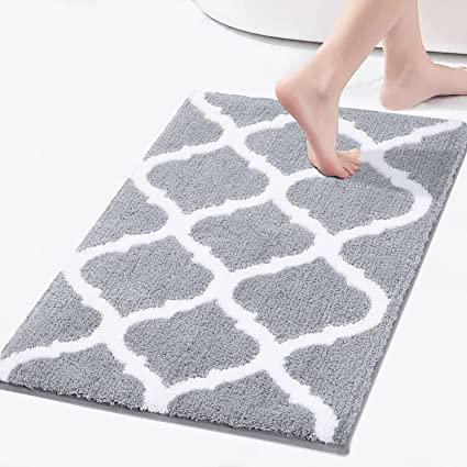 Olanly Luxury Bathroom Rug Mat, Soft and Absorbent Microfiber Bath Rugs, Non-Slip Shaggy Bath Carpet, Machine Wash Dry, Bath Mats for Bathroom Floor, Tub and Shower, 20x32, Grey