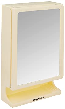 AmazonBasics Premium, Multipurpose, Wall-Mounted Storage Cabinet with Mirror (Ivory)