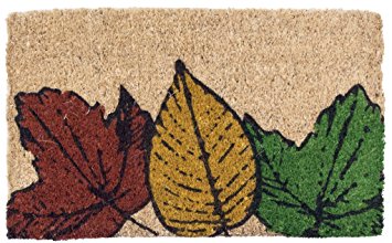 Entryways Fallen Leaves , Hand-Stenciled, All-Natural Coconut Fiber Coir Doormat 18" X 30" x .75"