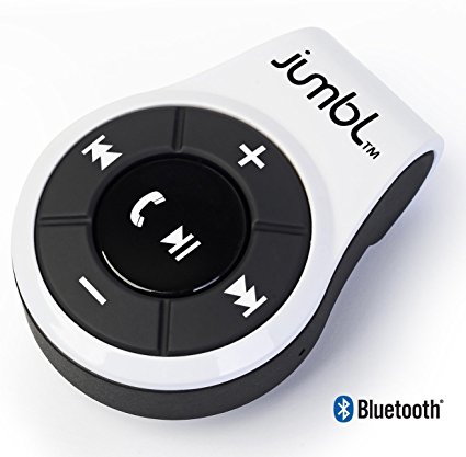 Jumbl™ Bluetooth 4.0 Hands-Free Calling & A2DP Audio Streaming Adapter/Receiver for 3.5mm Devices with Multipoint Technology - Converts Wired 3.5mm Headphones into Wireless Music Streaming Stereo Earphones - w/Built-In Mic - Micro USB Charging - White