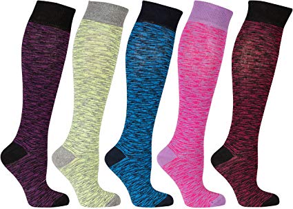 Socks n Socks-Women 5-Pairs Luxury Cotton Colorful Cool Fun Knee high Socks