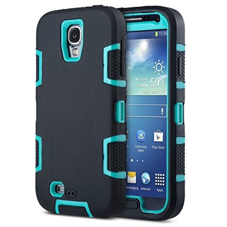 ULAK Robot Guard Shock Absorption Hybrid Rubber Combo Case with Rigid Plastic, Soft Silicone for Samsung Galaxy S4