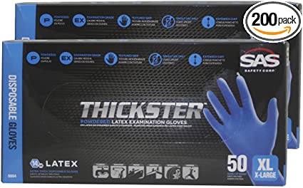 SAS 6604 (2 boxes) Thickster Textured Safety Latex Gloves, X-Large