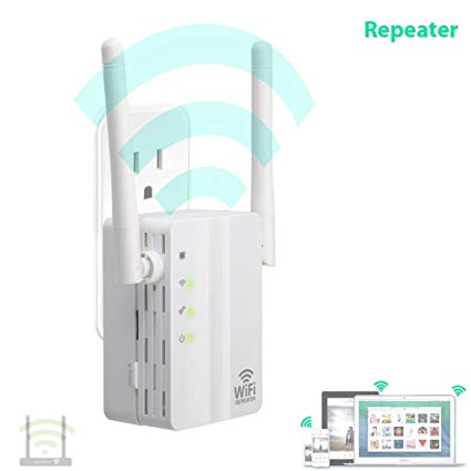 Wireless Range Extender, Autoor 180° Rotation Dual Antennas 300Mbps WiFi Booster/Repeater (147)