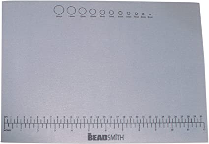 The Beadsmith Non-Slip Treasure Mat, 12.5 x 9.25 inches, Non-Slip Rubber Base with Soft Padded Surface, Laser Printed Measurements in Both inches and centimetres, Hangable Retail Put Up